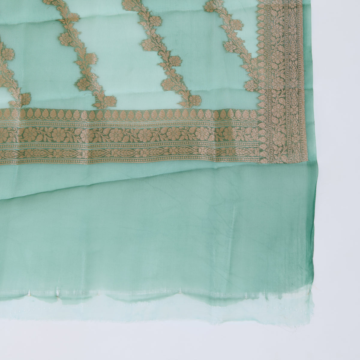 Dusty Blue Chanderi Woven Kurta with Organza Rangakath Dupatta