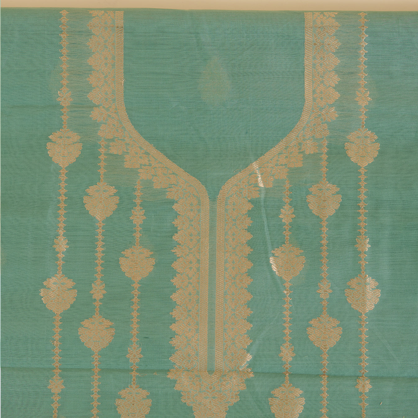 Dusty Green Chanderi Zari Neck Woven Suit with Organza Dupatta