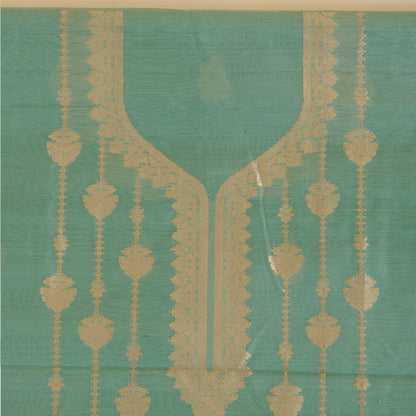 Dusty Green Chanderi Zari Neck Woven Suit with Organza Dupatta