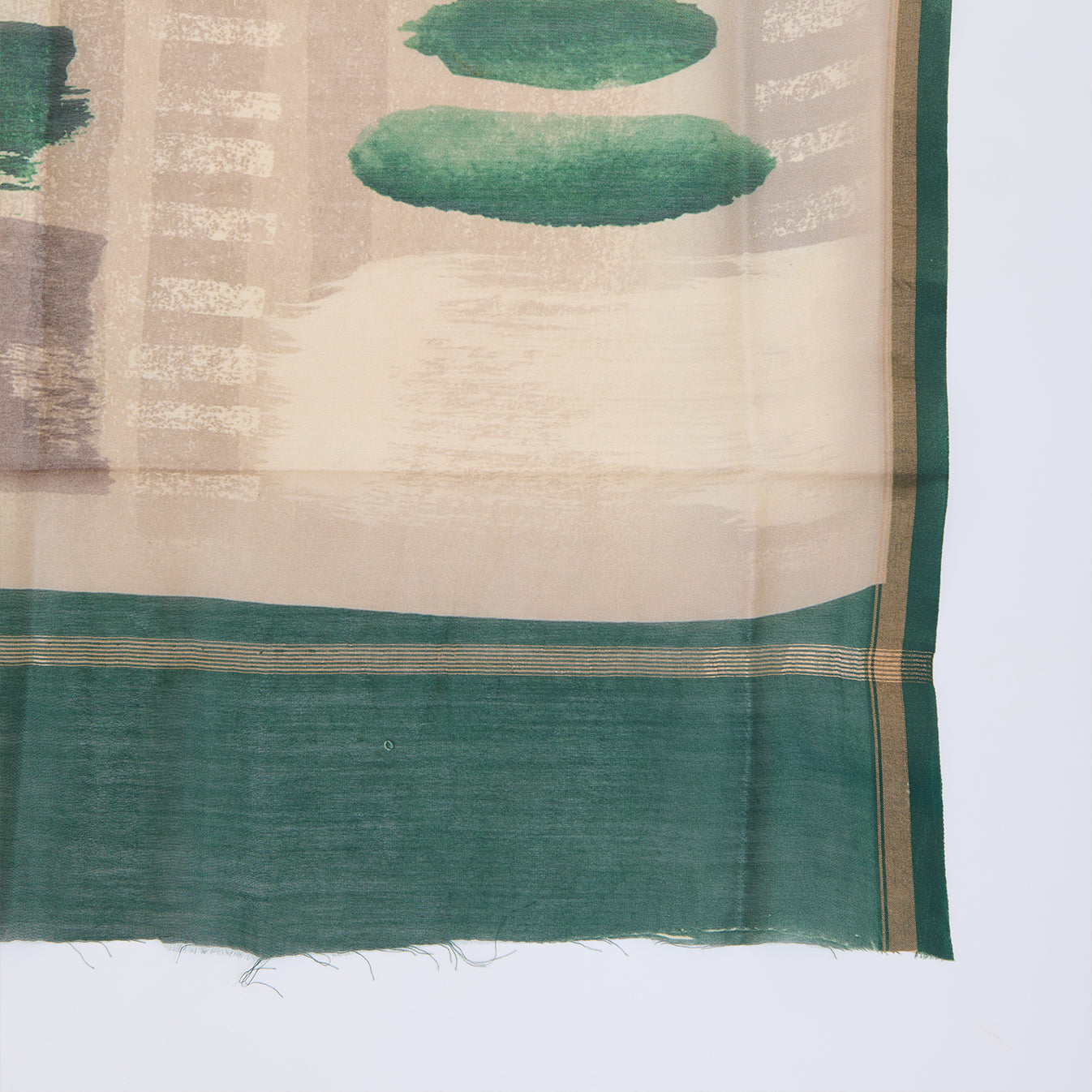 Grey Chanderi Thread Embroidered Striped Suit with Printed Dupatta