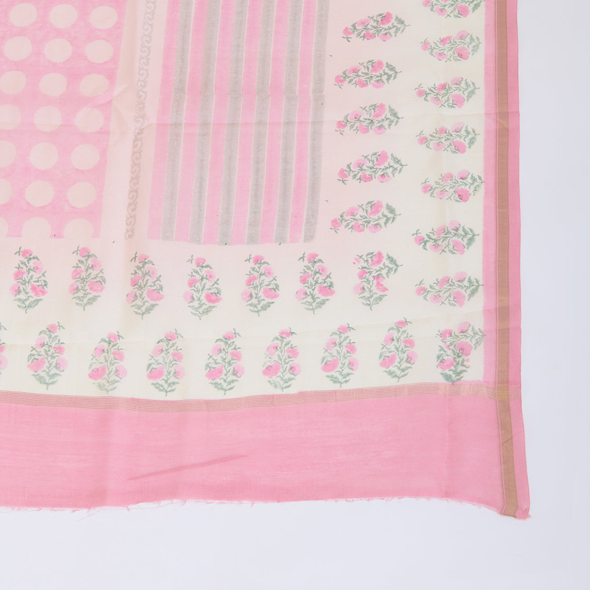 Off White Pink Chanderi Resham Embroidered Suit Set