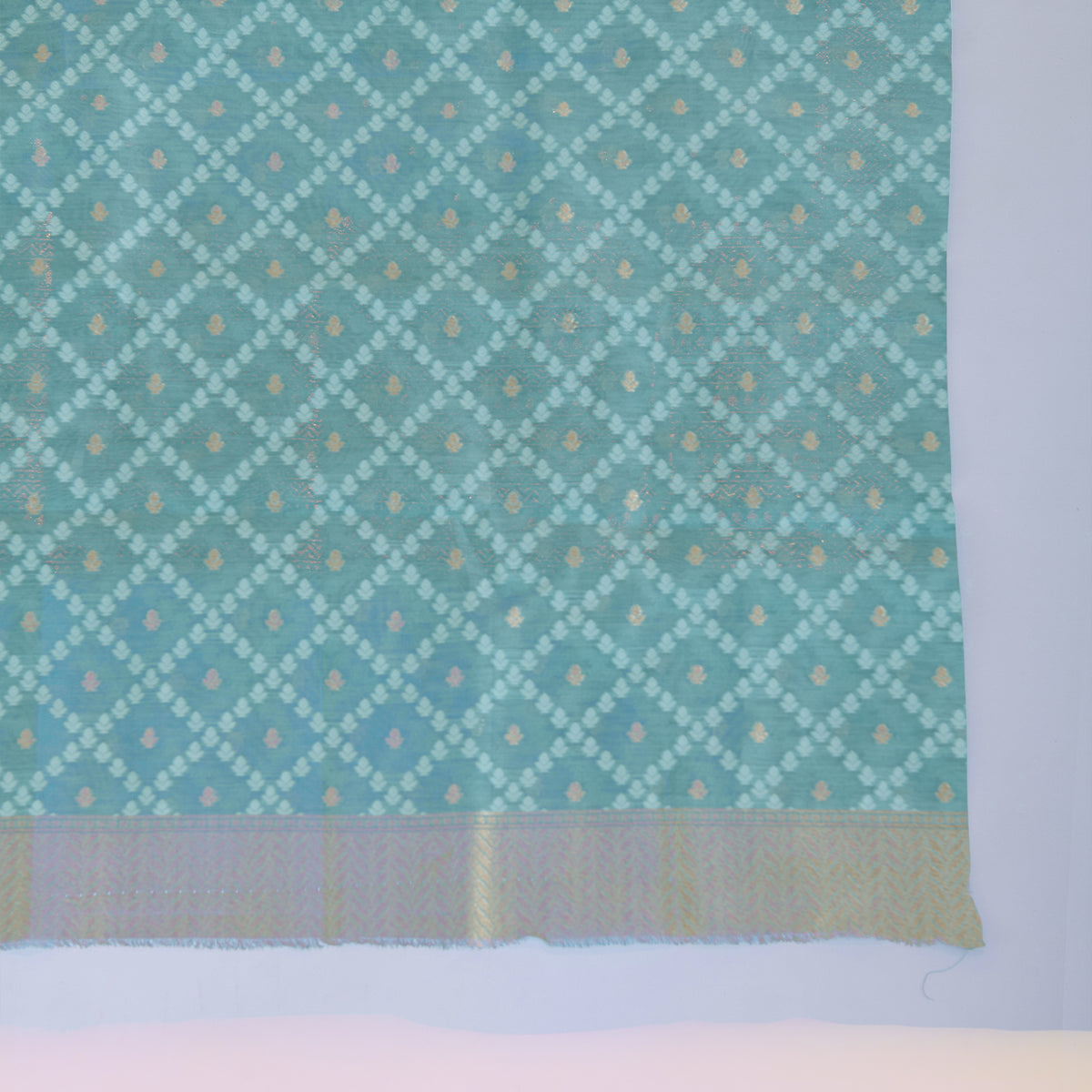 Bluish Grey Chanderi Woven Suit with Dupatta & Bottom