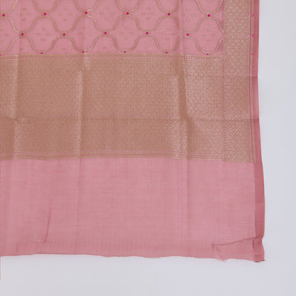 Onion Pink Chanderi Zari Woven Suit with Dupatta