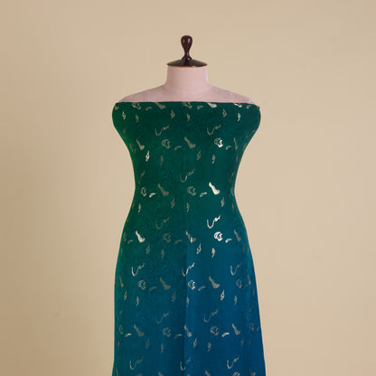 4-D Double Georgette Jacquard with Lurex Abstract Fabric