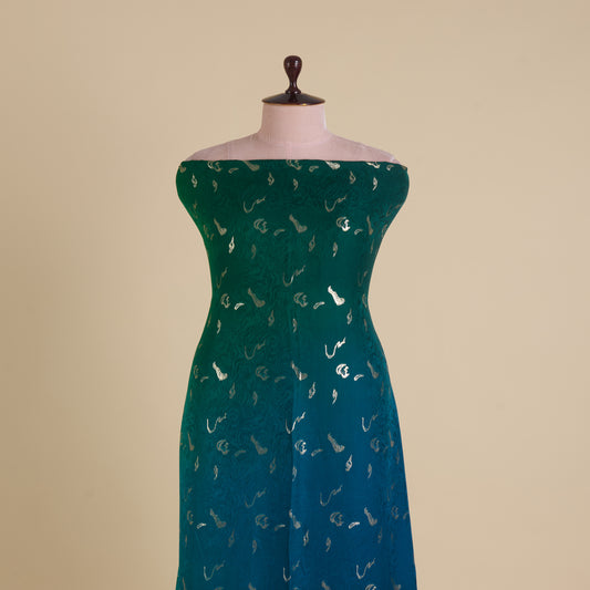 4-D Double Georgette Jacquard with Lurex Abstract Fabric