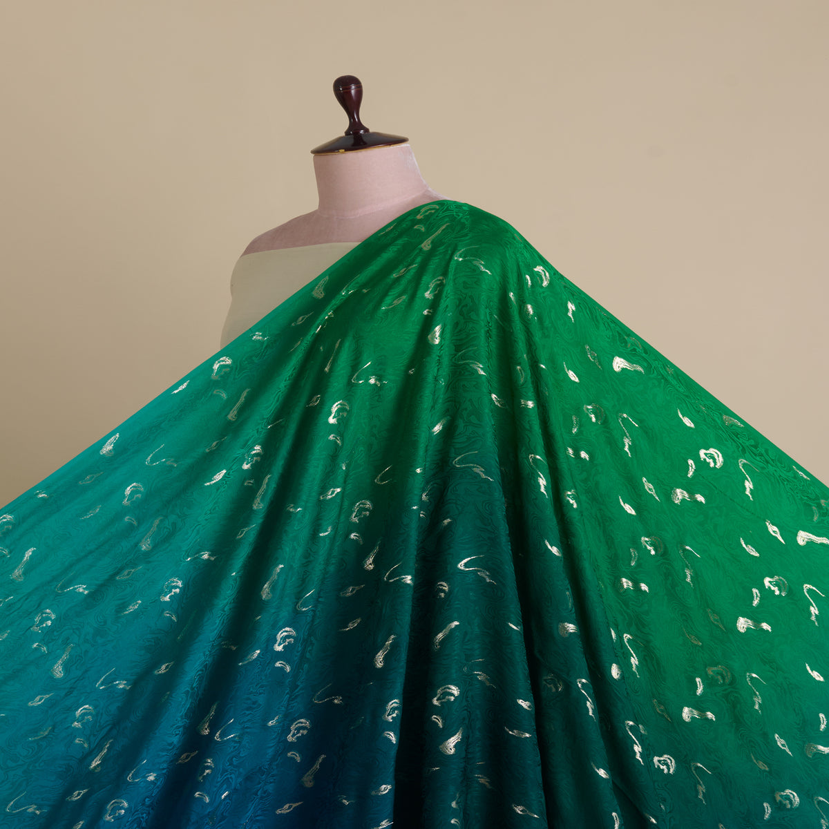 4-D Double Georgette Jacquard with Lurex Abstract Fabric