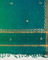 Parrot Green/Rama Raw Silk Ikat Handloom Woven Dupatta