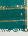 Parrot Green/Rama Raw Silk Ikat Handloom Woven Dupatta