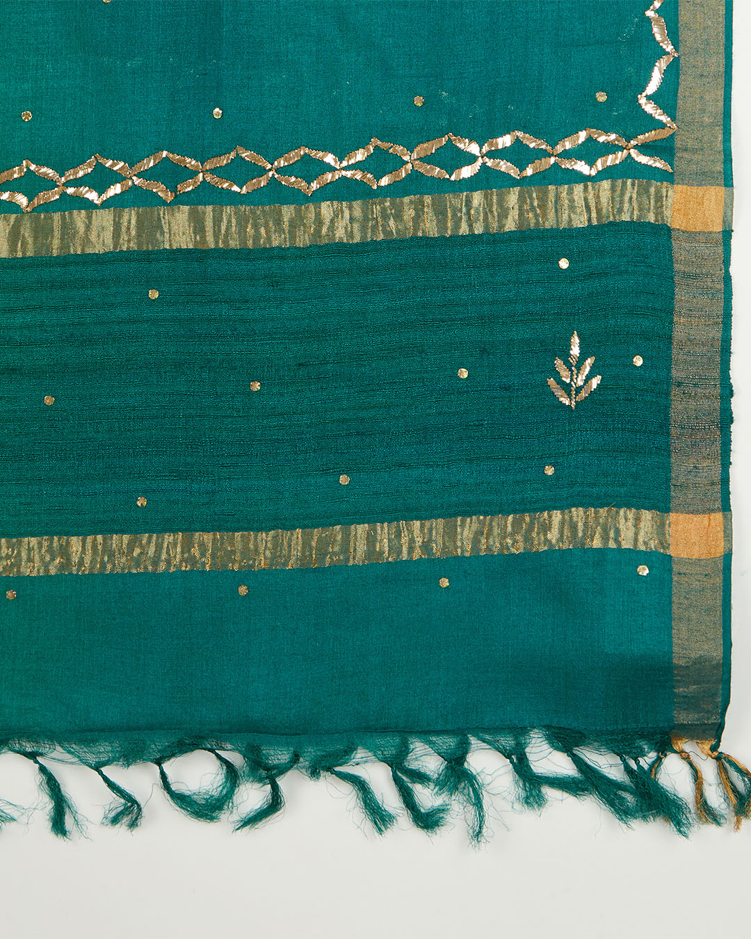 Parrot Green/Rama Raw Silk Ikat Handloom Woven Dupatta