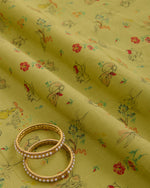 Lime Green Cotton Mercerized Printed Fabric