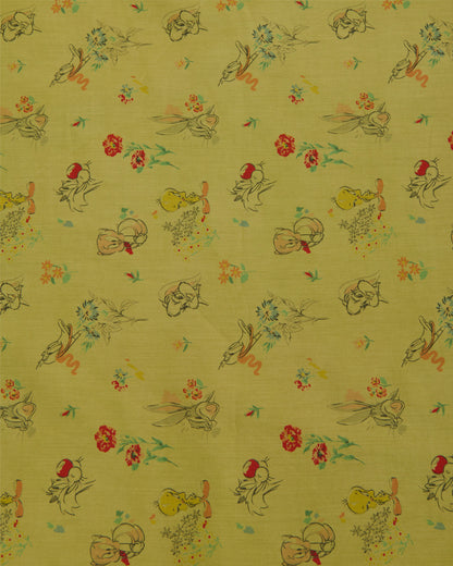 Lime Green Cotton Mercerized Printed Fabric