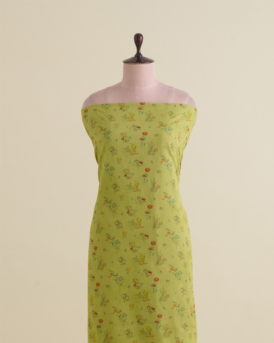 Lime Green Cotton Mercerized Printed Fabric