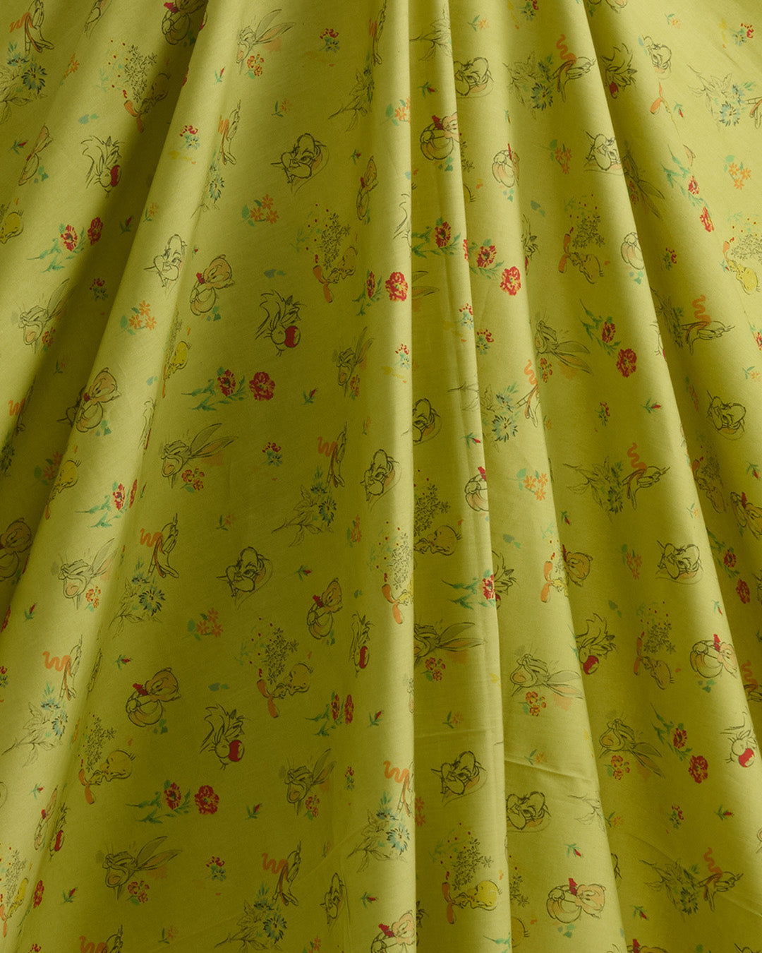 Lime Green Cotton Mercerized Printed Fabric