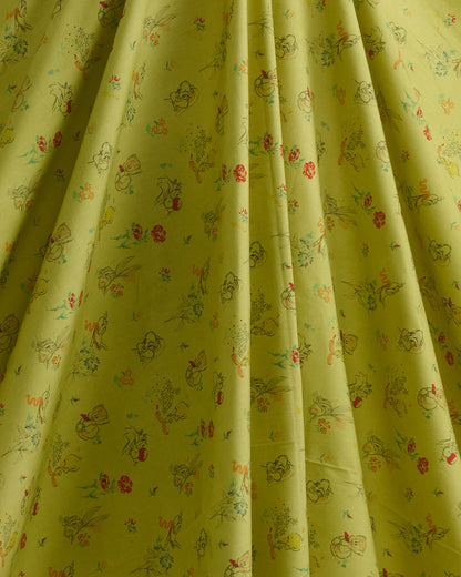 Lime Green Cotton Mercerized Printed Fabric