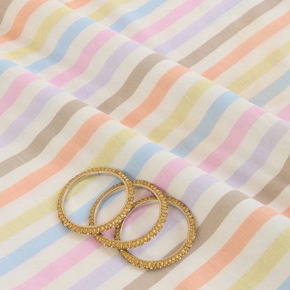 Multi 56 Width Cotton Linen Stripes Printed Fabric