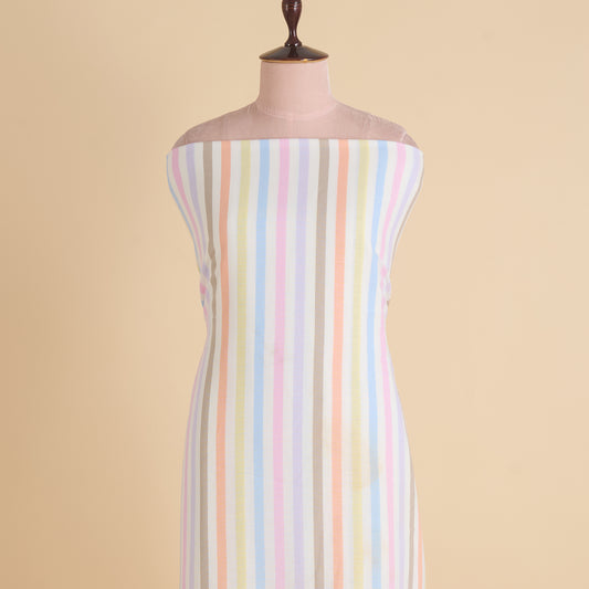 Multi 56 Width Cotton Linen Stripes Printed Fabric