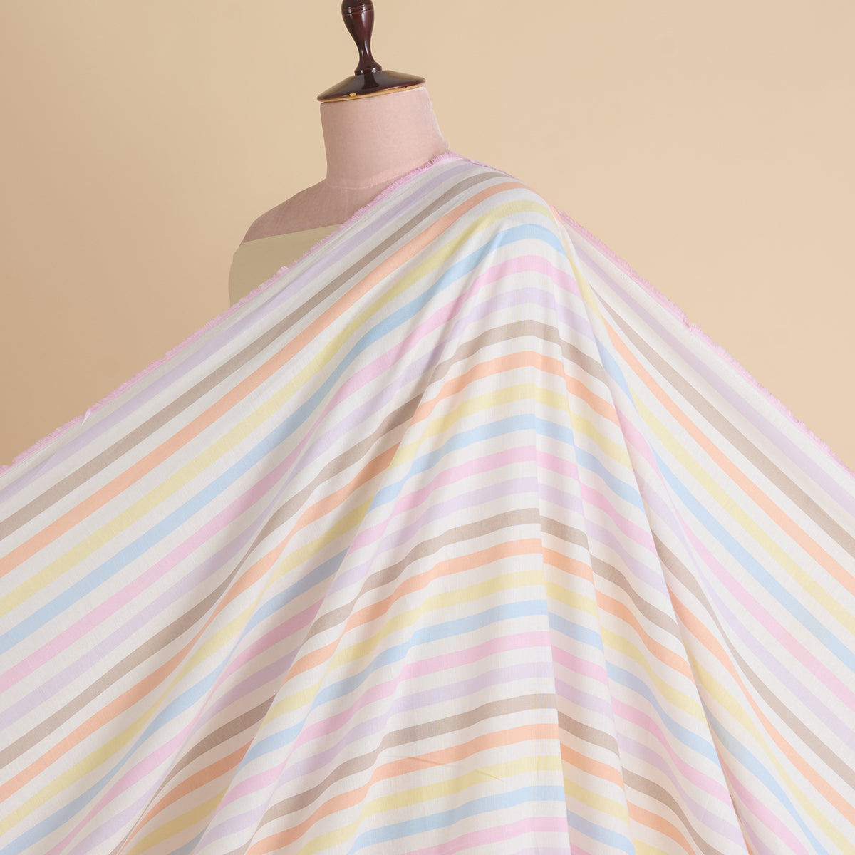 Multi 56 Width Cotton Linen Stripes Printed Fabric
