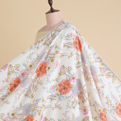 Off White Multicolor Khin Khwab Brocade Woven Fabric – 36 Inch Width