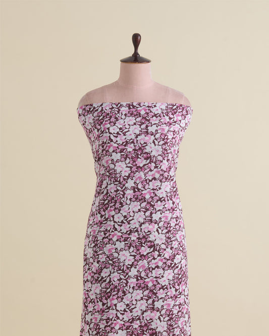 Wine Cotton Voil Printed Fabric