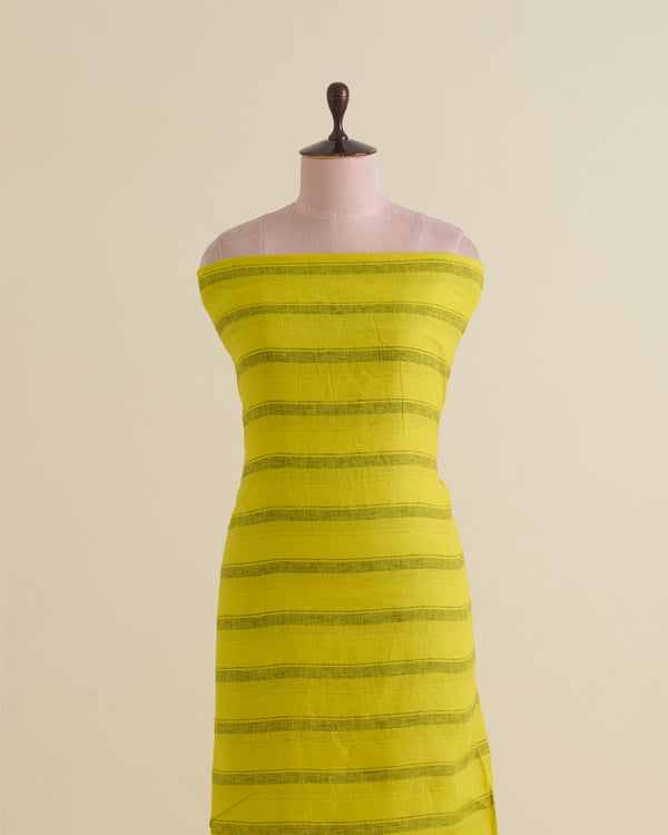 Lemon Linen Stripes Printed Fabric