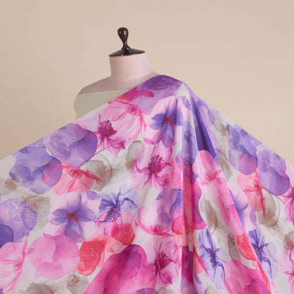 Pink Multi 60 GSM Crepe Digital Floral Jaal Printed Fabric