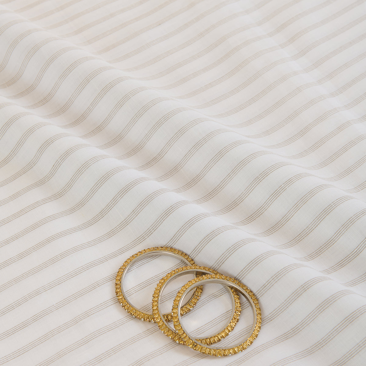 White Beige 60 Lea Linen Melbourne Stripes Fabric