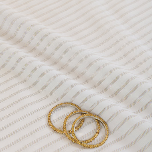 White Beige 60 Lea Linen Melbourne Stripes Fabric