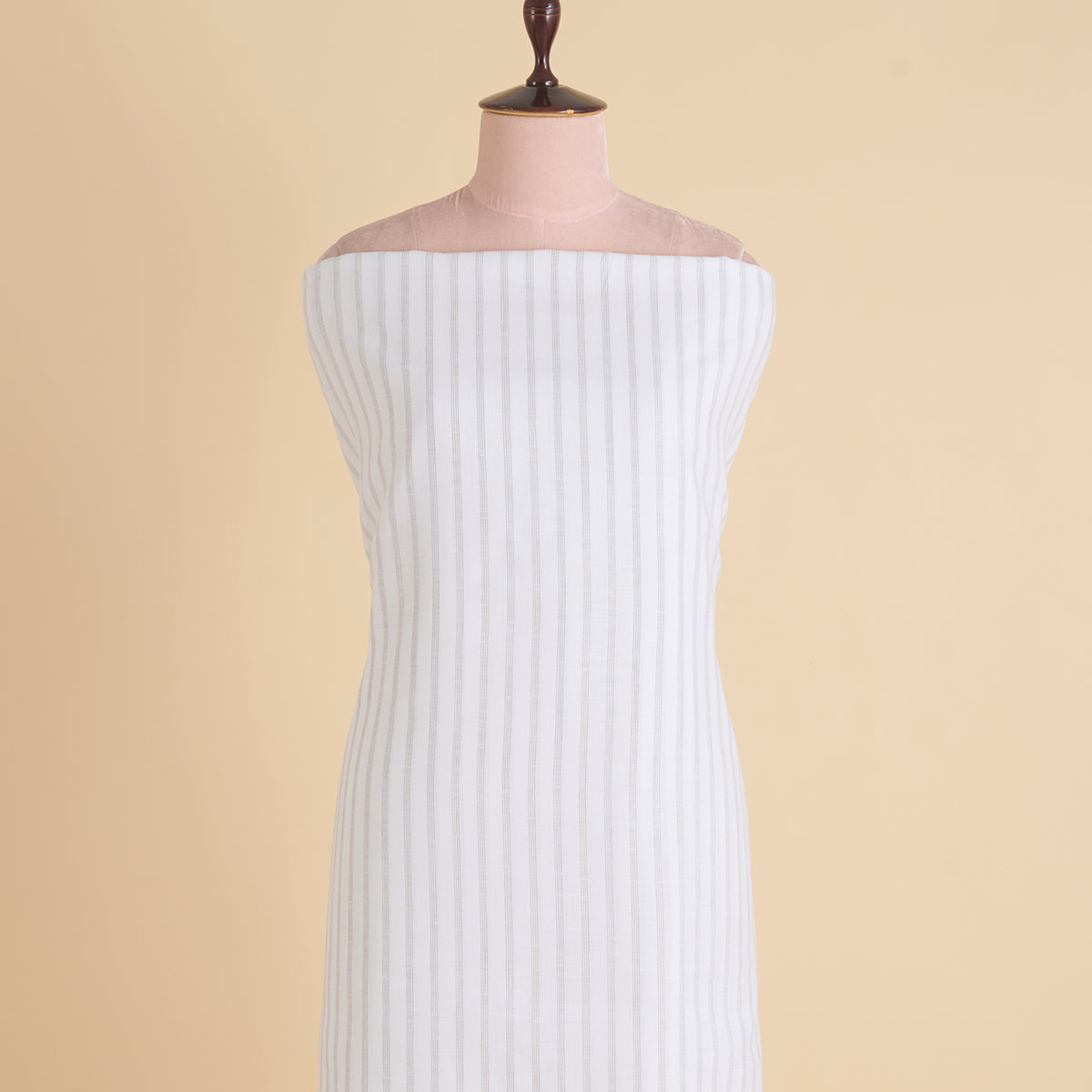 White Beige 60 Lea Linen Melbourne Stripes Fabric