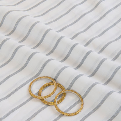 White Grey 60 Lea Linen Melbourne Stripes Fabric