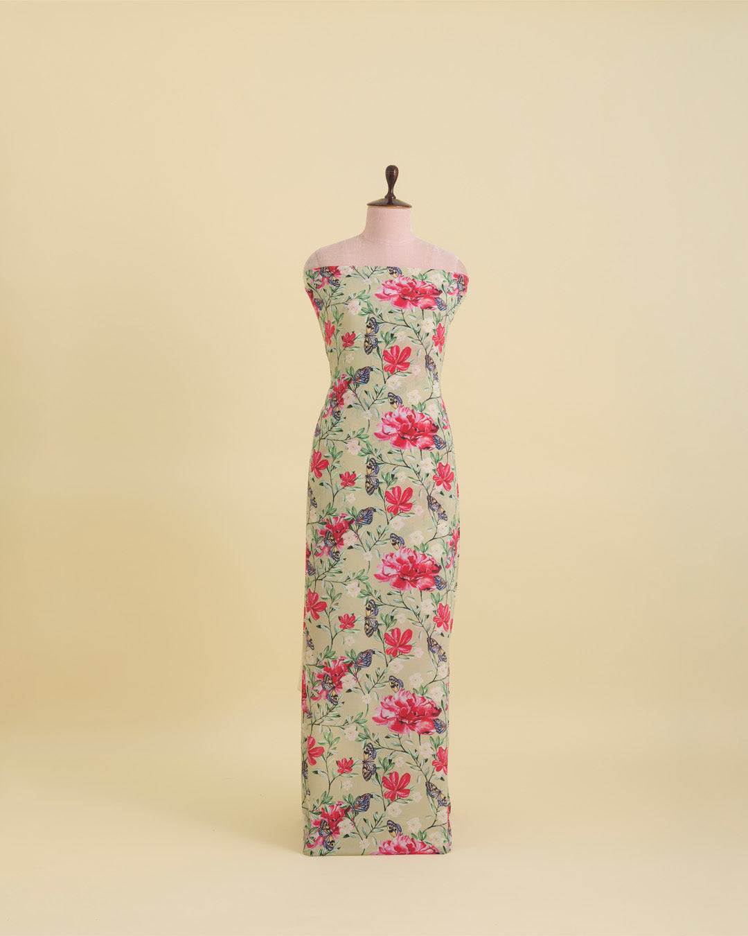 Pista Green Crepe Digital Floral Printed Fabric