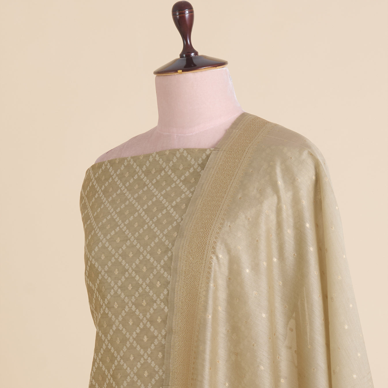 Brown Chanderi Woven Suit with Matching Dupatta