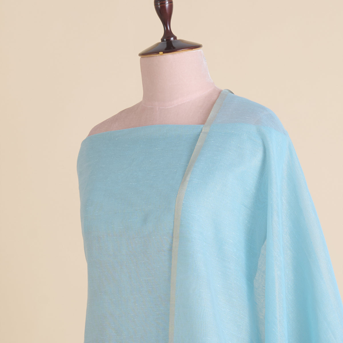 Powder Blue Tissue Chanderi Applique Embroidered Suit