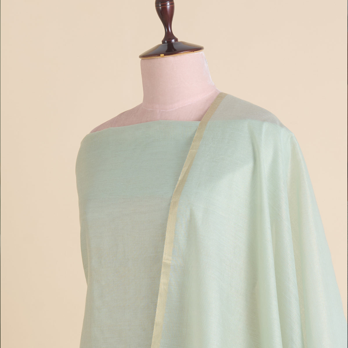 Pista Green Tissue Chanderi Applique Embroidered Suit