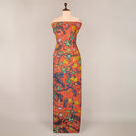 Brick Assam Kalamkari Jaal Hand Printed Fabric