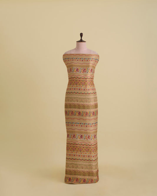 Beige Art Dupion Multi Brocade Fabric