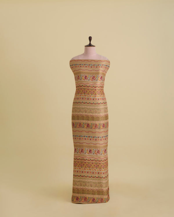 Beige Art Dupion Multi Brocade Fabric