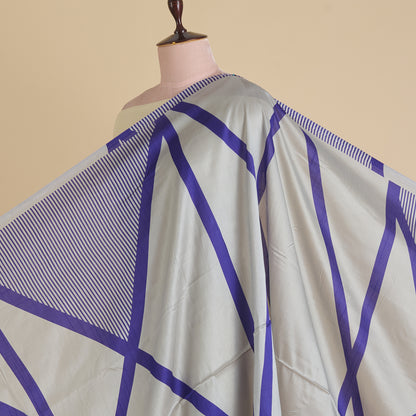 Blue Purple Art Dupion Silk Abstract Print