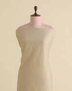 Beige Gold Art Organza Tissue Kasab Checks Fabric