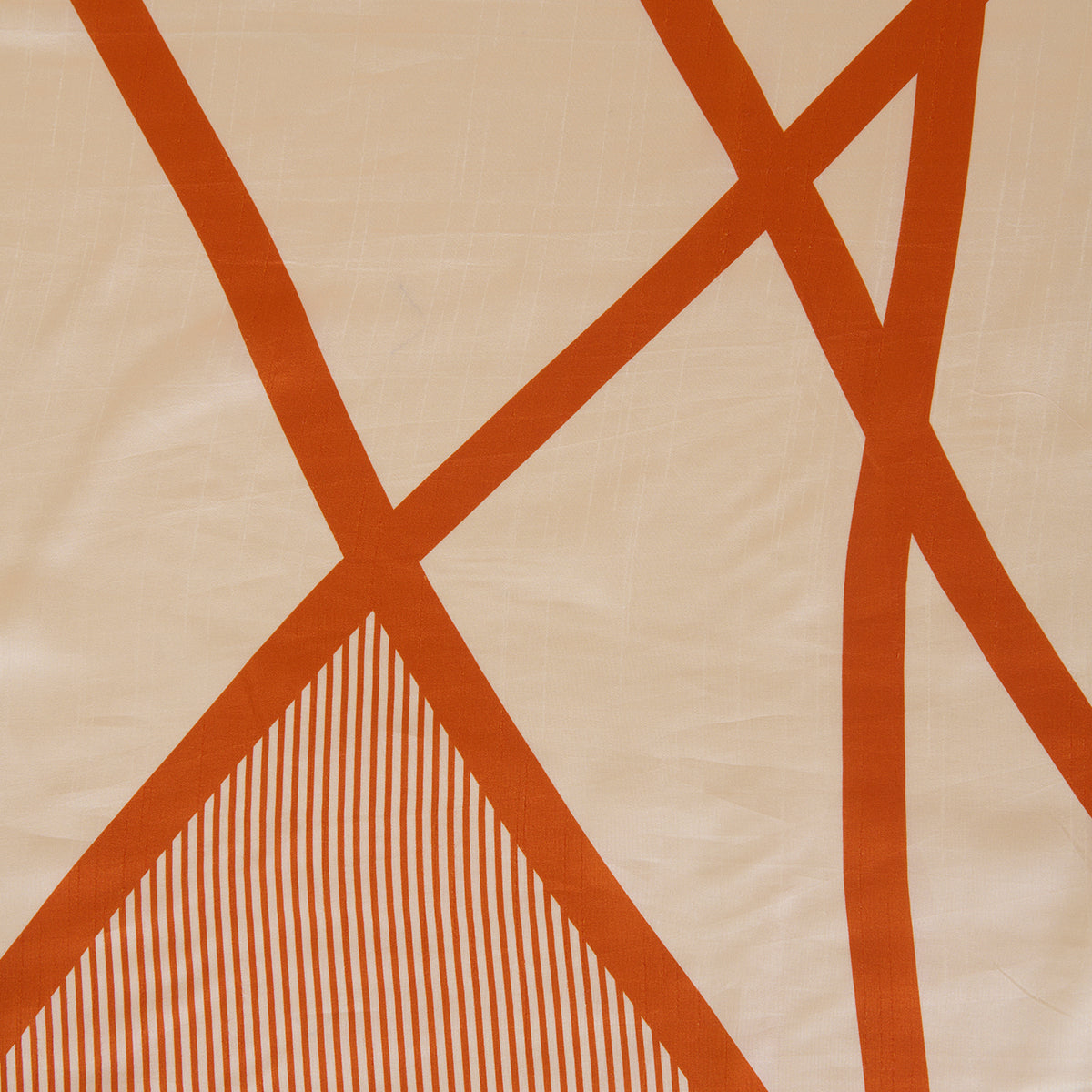 Cream Orange Dupion Silk Abstract Print Fabric