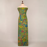 Assam Kalamkari Jaal Hand Printed Fabric In Green