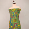 Assam Kalamkari Jaal Hand Printed Fabric In Green