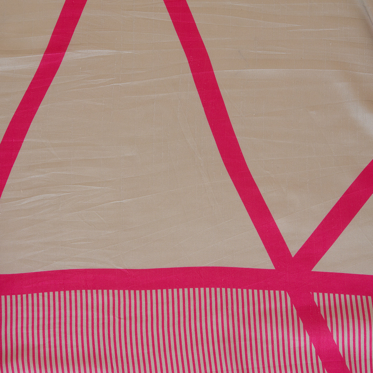Grey Pink Art Dupion Silk Abstract Print Fabric