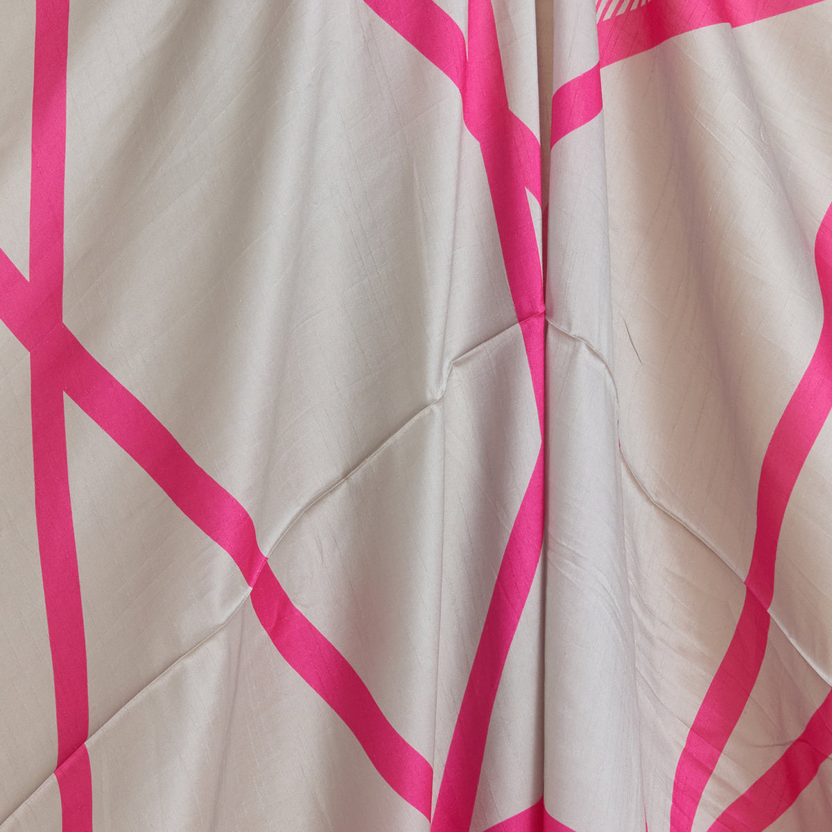 Grey Pink Art Dupion Silk Abstract Print Fabric