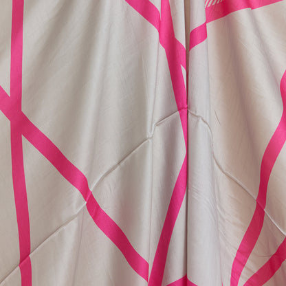 Grey Pink Art Dupion Silk Abstract Print Fabric