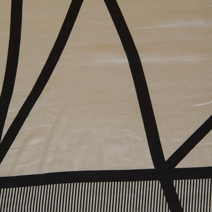 Grey Black Art Dupion Silk Abstract Print