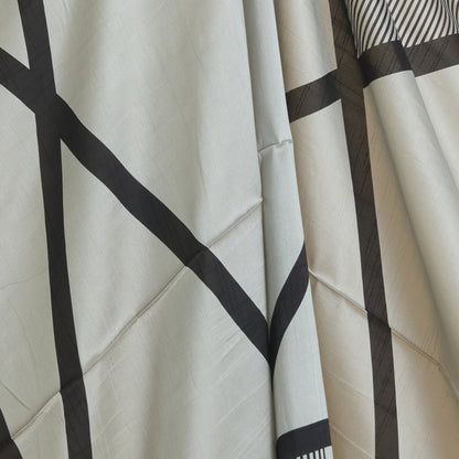 Grey Black Art Dupion Silk Abstract Print