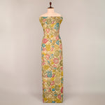 Assam Kalamkari Jaal Hand Printed Fabric In Cream