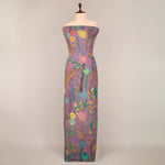 Assam Kalamkari Jaal Hand Printed Fabric In Lilac