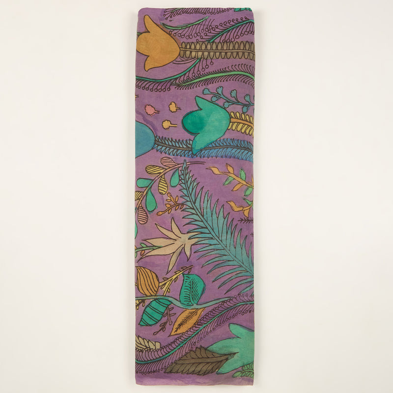 Lilac Assam Kalamkari Jaal Hand Printed Fabric