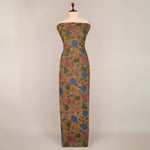 Assam Kalamkari Jaal Hand Printed Fabric In Light Grey